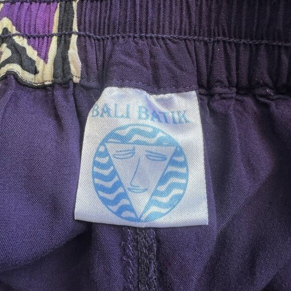 Bali Batiks OS Purple Hand Dyed Batik Calf Midi Skirt Flowy Vacation Resort - Picture 5 of 7